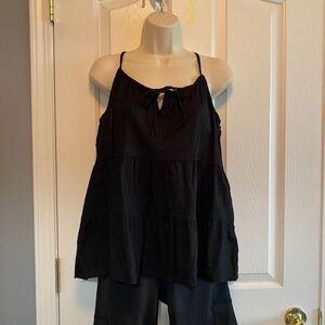 BUY 2 ITEMS & GET 1 FREE - Old Navy black dot cotton swing top Sz L